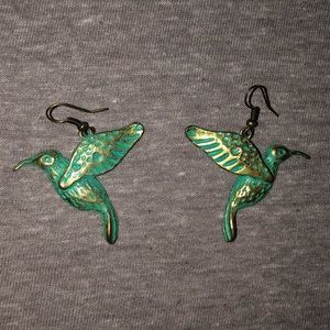 Humming bird turquoise earrings